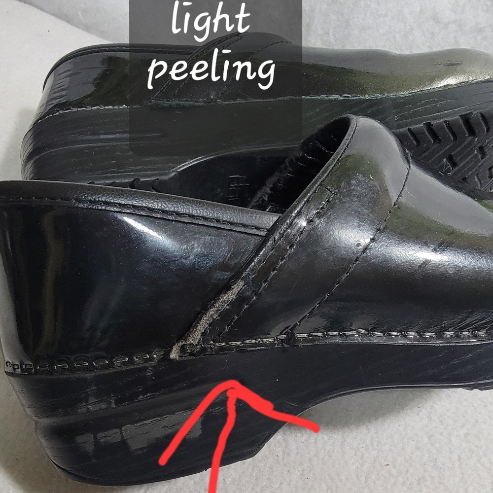 Dansko Black Gray Ombre Patent Leather Professional Round Toe Clogs Size 39 - Picture 6 of 13